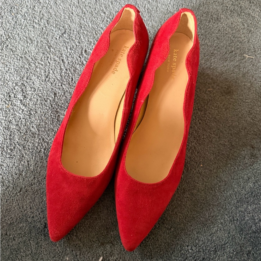 kate spade Red Suede Pointed-Toe Flats